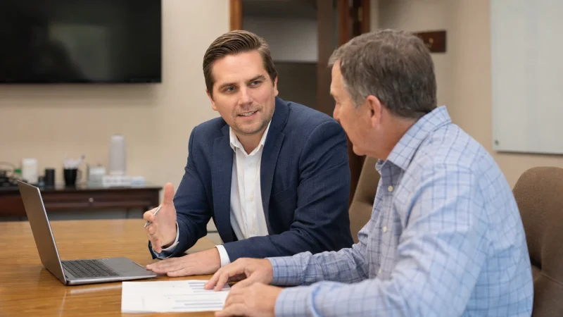 A Cooper Norman advisor reviews financial reports with a business owner.
