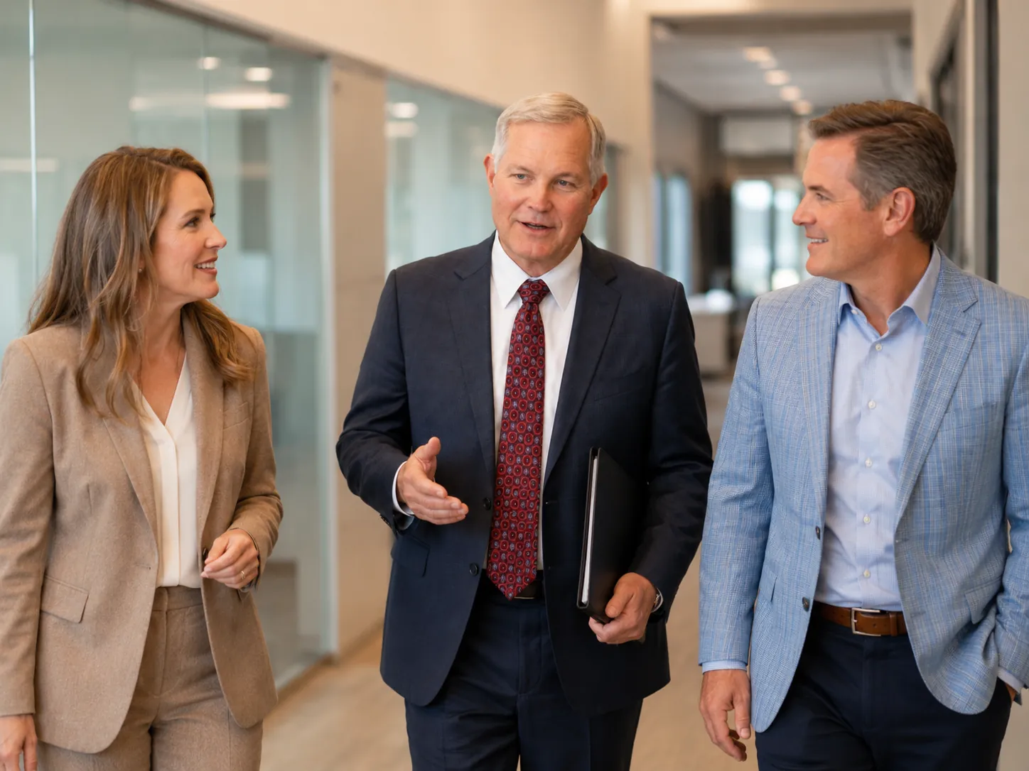 Cooper Norman advisor walking through the office with clients.