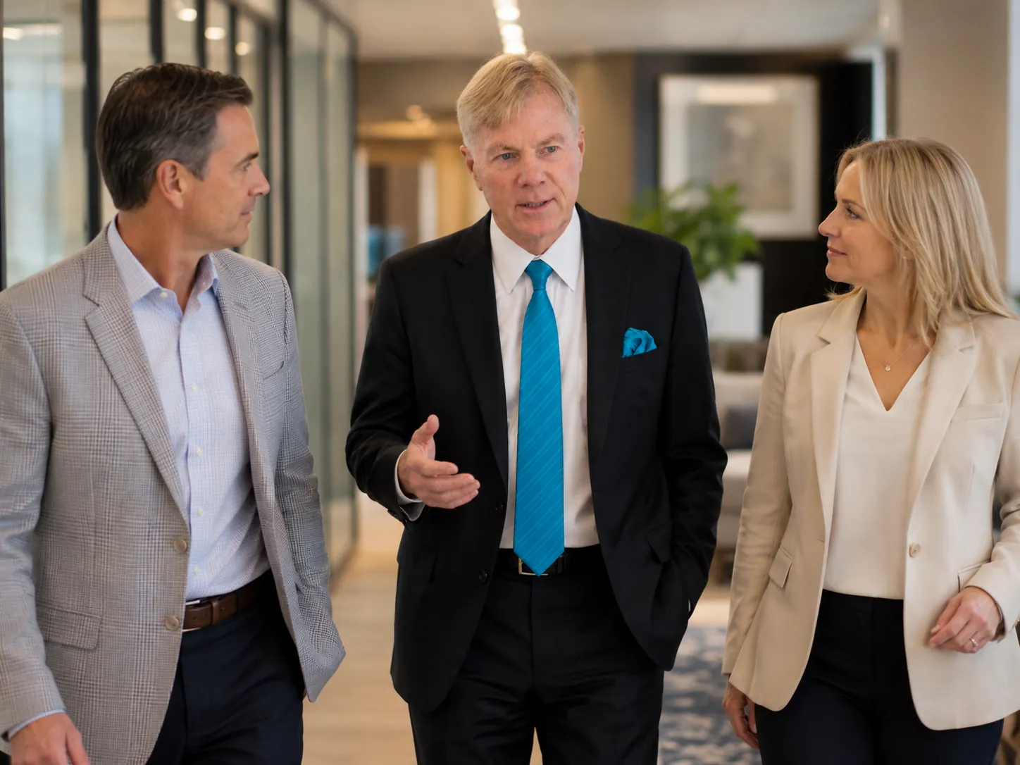 Cooper Norman executive advisor holding a walking meeting with clients.