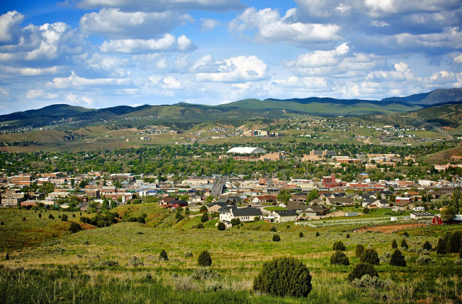 Pocatello, Idaho seen from the foothills above the city