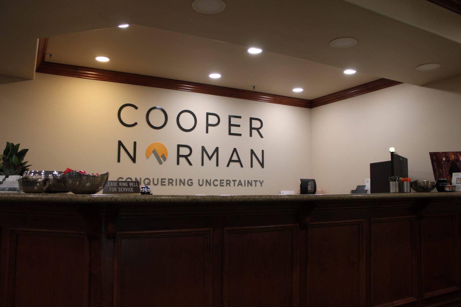 Reception desk at Cooper Norman's Idaho Falls office